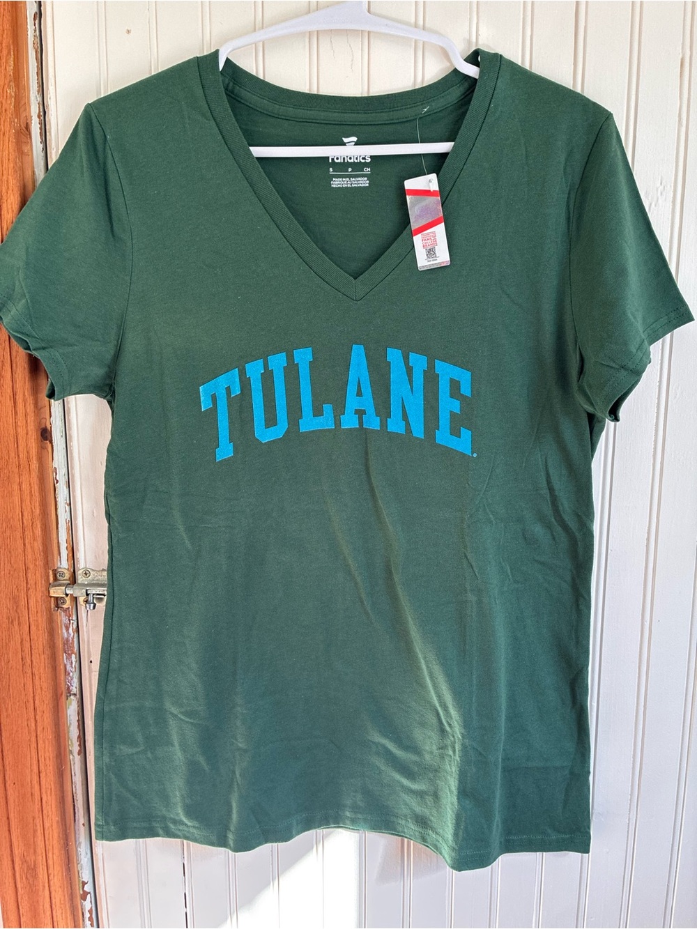 Fanatics Green V-Neck Tulane Women's Tee with Blue Graphic